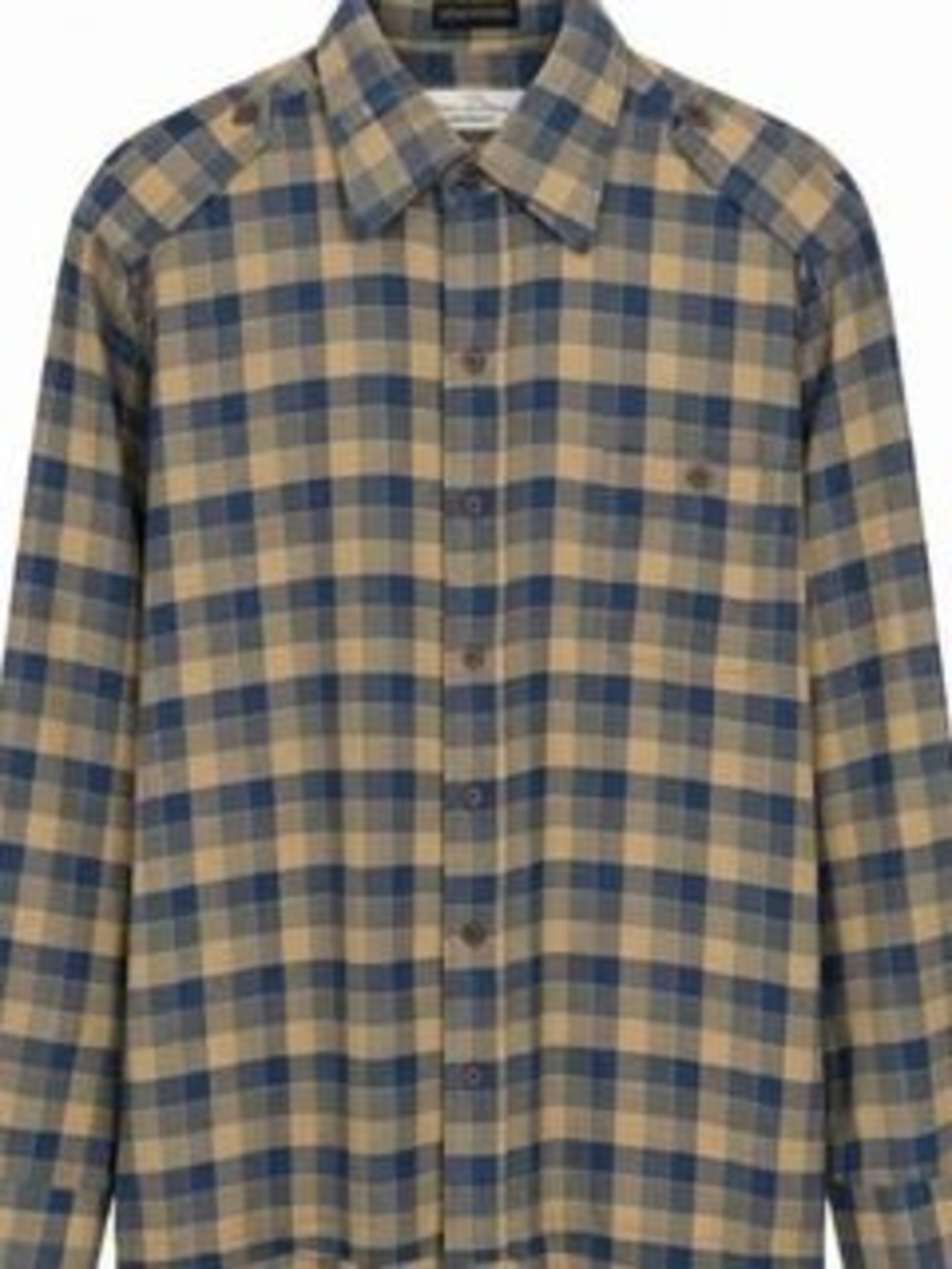 Countess Mara Blue Beige Plaid Button Down Shirt XL
